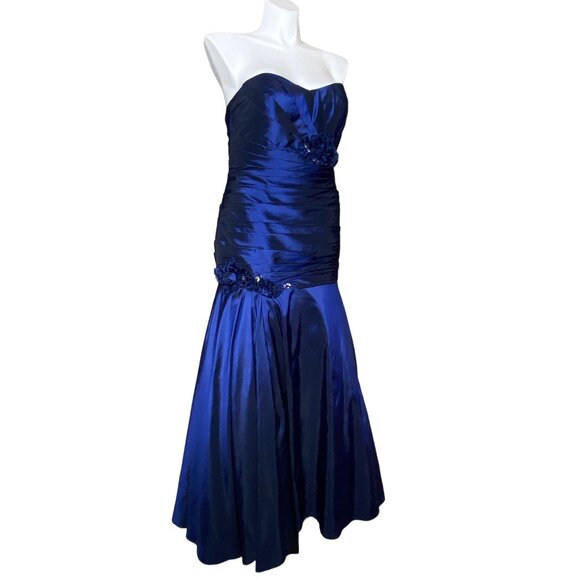 Cameron Blake by Mon Cheri NWT Taffeta Jacket Dress, Sapphire Blue Women's 14 - Picture 10 of 16